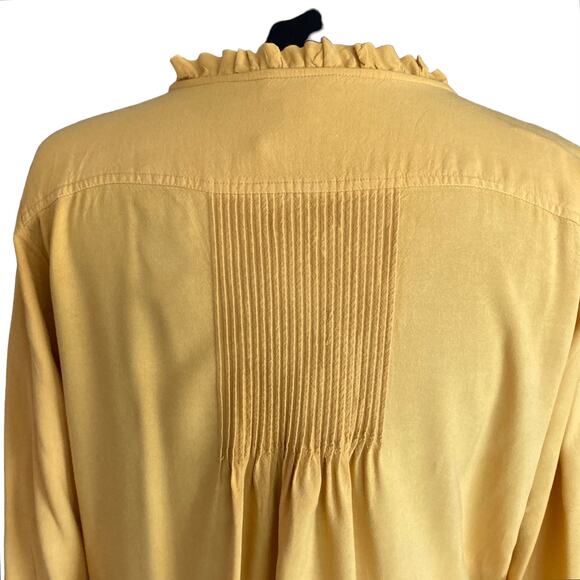 Sundance Yellow Pinktuck Ruffle Button Front Top Size Small Boho Prairie Flirty - Picture 6 of 8